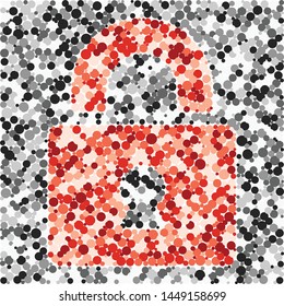 Closed Lock sign color distributed circles dots illustration