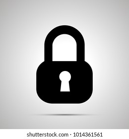Closed lock silhouette, simple black icon with shadow