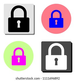 Closed lock. simple flat vector icon illustration on four different color backgrounds