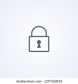 Closed lock, vector best gray line icon on white background, EPS 10