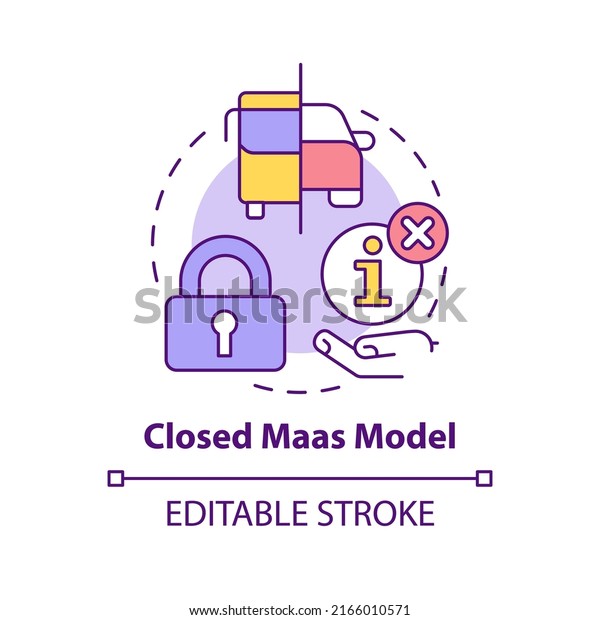 Closed Maas model concept icon. Restrict data\
sharing. Mobility as service model abstract idea thin line\
illustration. Isolated outline drawing. Editable stroke. Arial,\
Myriad Pro-Bold fonts\
used