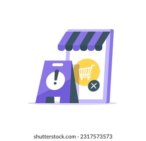 closed for maintenance,online shopping,flat design icon vector illustration