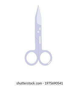 Closed manicure scissors vector illustration flat style. Manicure, pedicure equipment element. Isolated on white background.