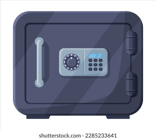 Closed Metal Safe or Strongbox for Securing Valuable Object Vector Illustration