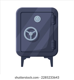 Closed Metal Safe or Strongbox for Securing Valuable Object Vector Illustration