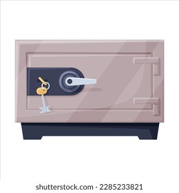 Closed Metal Safe or Strongbox for Securing Valuable Object Vector Illustration