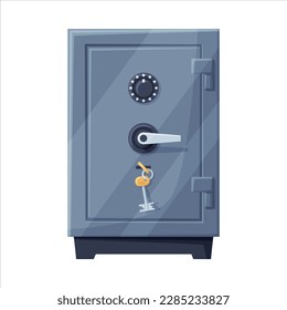 Closed Metal Safe or Strongbox for Securing Valuable Object Vector Illustration