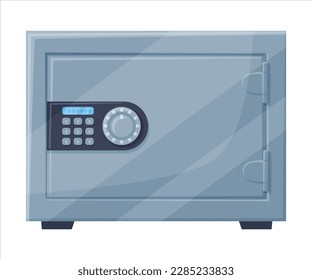 Closed Metal Safe or Strongbox for Securing Valuable Object Vector Illustration