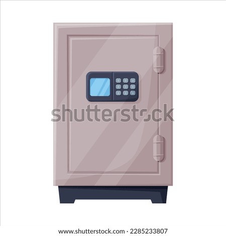 Closed Metal Safe or Strongbox for Securing Valuable Object Vector Illustration