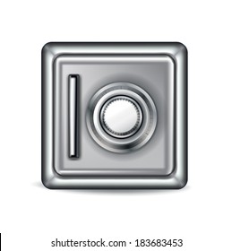 closed metal safe vector illustration isolated on white