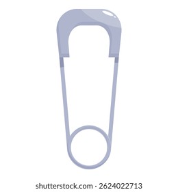 Closed metal safety pin on white background, securing fabric, preventing unraveling