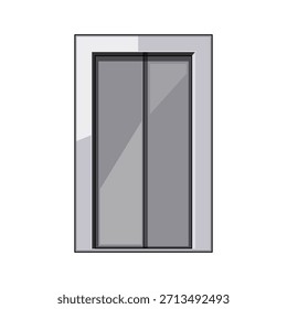 Puertas metálicas cerradas del ascensor en una abertura enmarcada, ilustrando temas de transporte de Vertical, acceso de edificio, y esperando movimiento ascendente o descendente en arquitecturas modernas