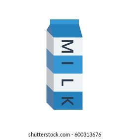 Closed milk box blue on the white background