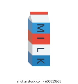 Closed milk box on the white background