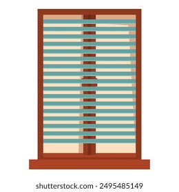 Closed modern window with jalousie, allowing you to control the amount of light entering the room