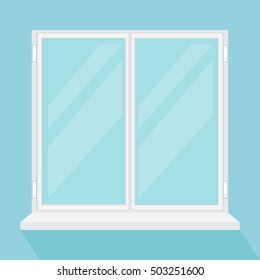 Closed modern window. Vector flat cartoon illustration