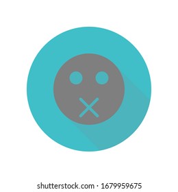 Der geschlossene Mund hat ein langes Schattensymbol. Einfache Bildyph, flache Vektorillustration von Web-Icons für i und ux, Website oder mobile Applikationen