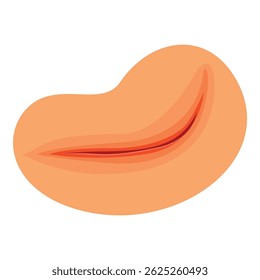 Closed mouth slightly smiling showing upper teeth, simple cartoon illustration