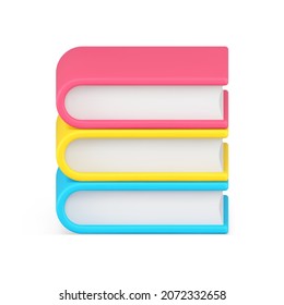 Closed multicolored books stack with paper pages 3d icon vector illustration. Pile textbooks entertainment literature for reading spending time for yourself and education isolated. Library, bookstore