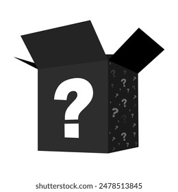 Closed mysterious black box isometric icon. A secret gift. Lucky prize concept. Vector illustration isolated on white background.