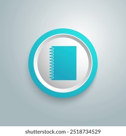 Closed notebook blue icon image. Vector