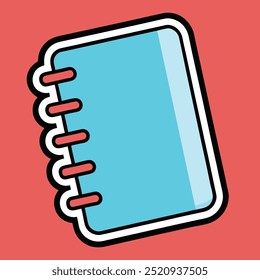 Closed Notebook Sticker with Spiral Binding and Clean Outline for a Minimalist Sticker Effect