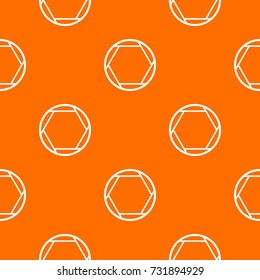 Closed objective pattern repeat seamless in orange color for any design. Vector geometric illustration