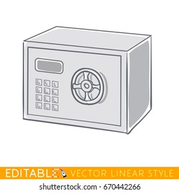 Closed office safe. Editable line sketch. Stock vector illustration