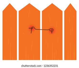 closed old wooden door - safety lock concept vector