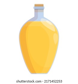 Closed olive oil bottle icon cartoon vector. Virgin extra. Green drop tree