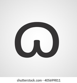 Closed Omega Latin letter vector sign icon symbol