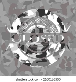 Closed on grey camouflaged pattern 