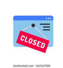 closed  online store icon symbol in flat style