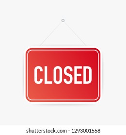 Closed only hanging sign on white background. Sign for door. Vector stock illustration.