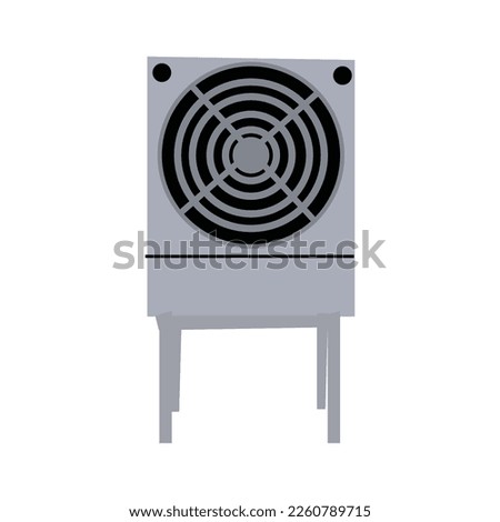 Closed and open air conditioner, flow cold and heat wind. Temperature and climate control system. Realistic ac with breeze waves vector set. Colllection of air conditioner and conditioning