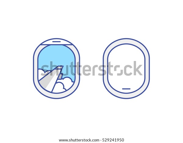 Closed Open Airplane Window Icons Set Stock Vector (Royalty Free) 529241950