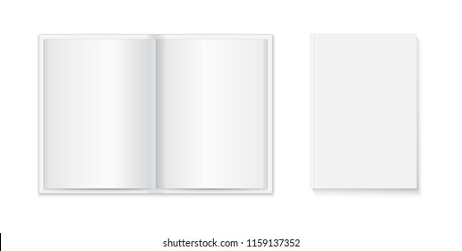 Closed And Open Books.Brochure, Magazine, Book Or Catalog Mock Up. Isolated Vector Illustration On White Background