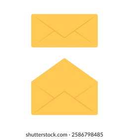 Closed and open envelope icons isolated on white. Vector icon set for illustrating email or messaging concepts in digital interfaces