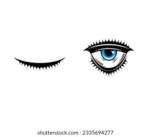 Closed and open eyes, insight of creative line icon