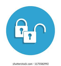 closed and open lock icon in badge style. One of cyber security collection icon can be used for UI, UX