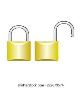 Closed and open padlock