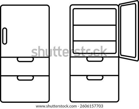 Closed and open refrigerator simple icon illustration
