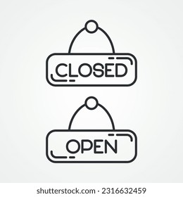 closed open store sign line icon.