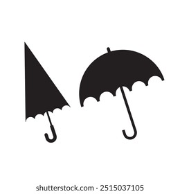 Closed and open vector umbrellas set, rain protection, vector cartoon illustration isolated on white background design eps 10