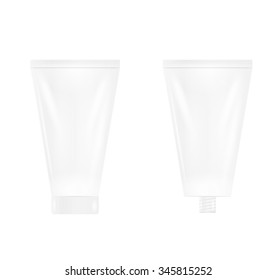 closed and open white blank tube, isolated