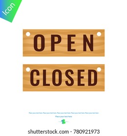 Closed and open wooden sign