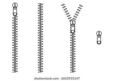 Fechado e aberto Zipper definir ilustração de vetor
