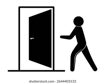 Closed, Opened door icon vector design. Silhouette of open and exit or close door vector symbol, logo, app, web design. Vector illustration.