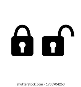 Closed and opened doorlock, padlock signs. Vector illustration.