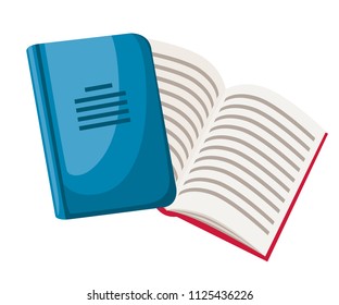 Closed and opened notebooks. Cartoon office icon. Flat vector illustration isolated on white background.